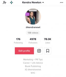 Kendra Newton's TikTok Account
